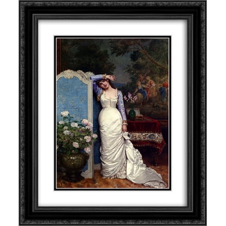 Auguste Toulmouche 2x Matted 20x24 Black Ornate Framed Art Print 'Young Woman In An Interior'