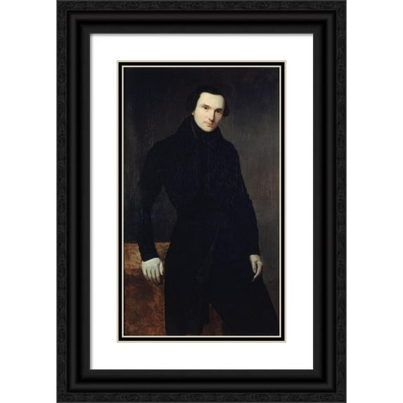Auguste de Châtillon 16x24 Black Ornate Framed Double Matted Museum Art Print Titled: Portrait of Eugene Renduel (1798-1874), Publisher (1836)