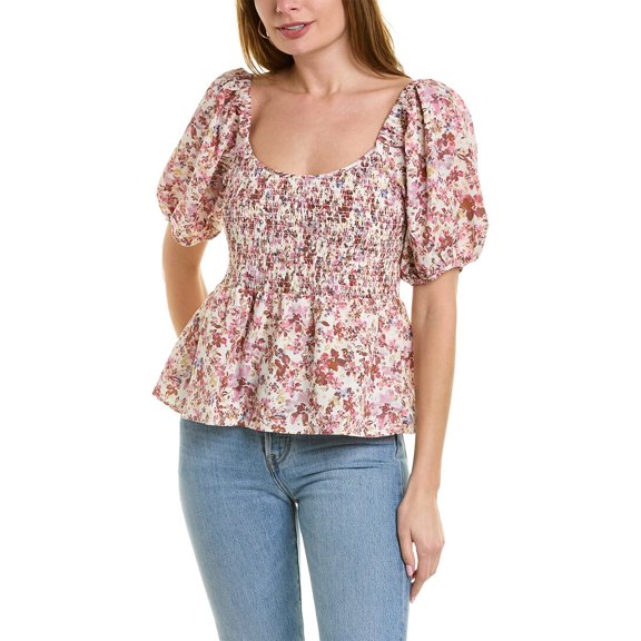 Auguste womens Anastasia Linen-Blend Blouse, XXS, Pink