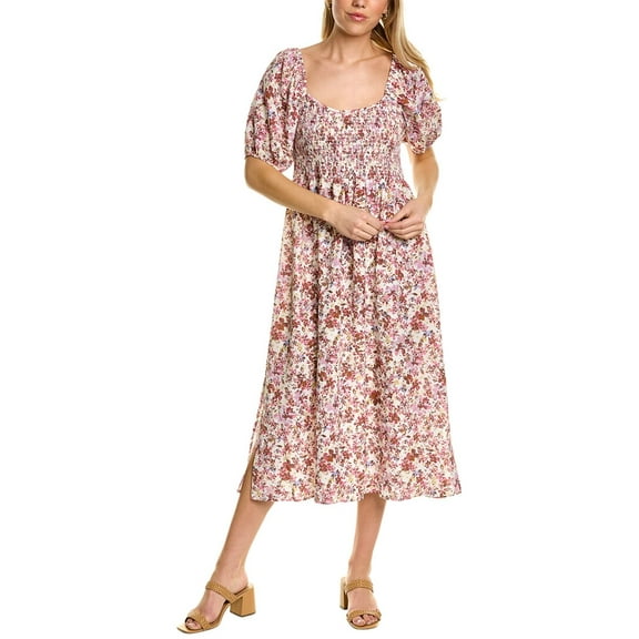 Auguste womens  Rosemary Annastasia Linen-Blend Midi Dress, XS, Pink
