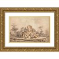 thumbnail image 1 of Augustin Pajou 14x11 Gold Ornate Wood Frame and Double Matted Museum Art Print Titled - Project for a Monumental Fountain (1767), 1 of 4
