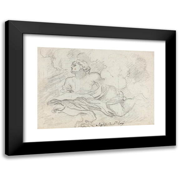 Augustin Pajou 18x14 Black Modern Framed Museum Art Print Titled - Angel from the Assumption (Recto) (1752-1756)