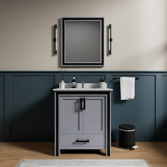 Augustine 30 in W x 22 in D Dark Grey Single Bath Vanity and White Quartz Top