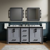 Augustine 72 in W x 22 in D Dark Grey Double Bath Vanity, Cultured Marble Top and 30 in Mirrors