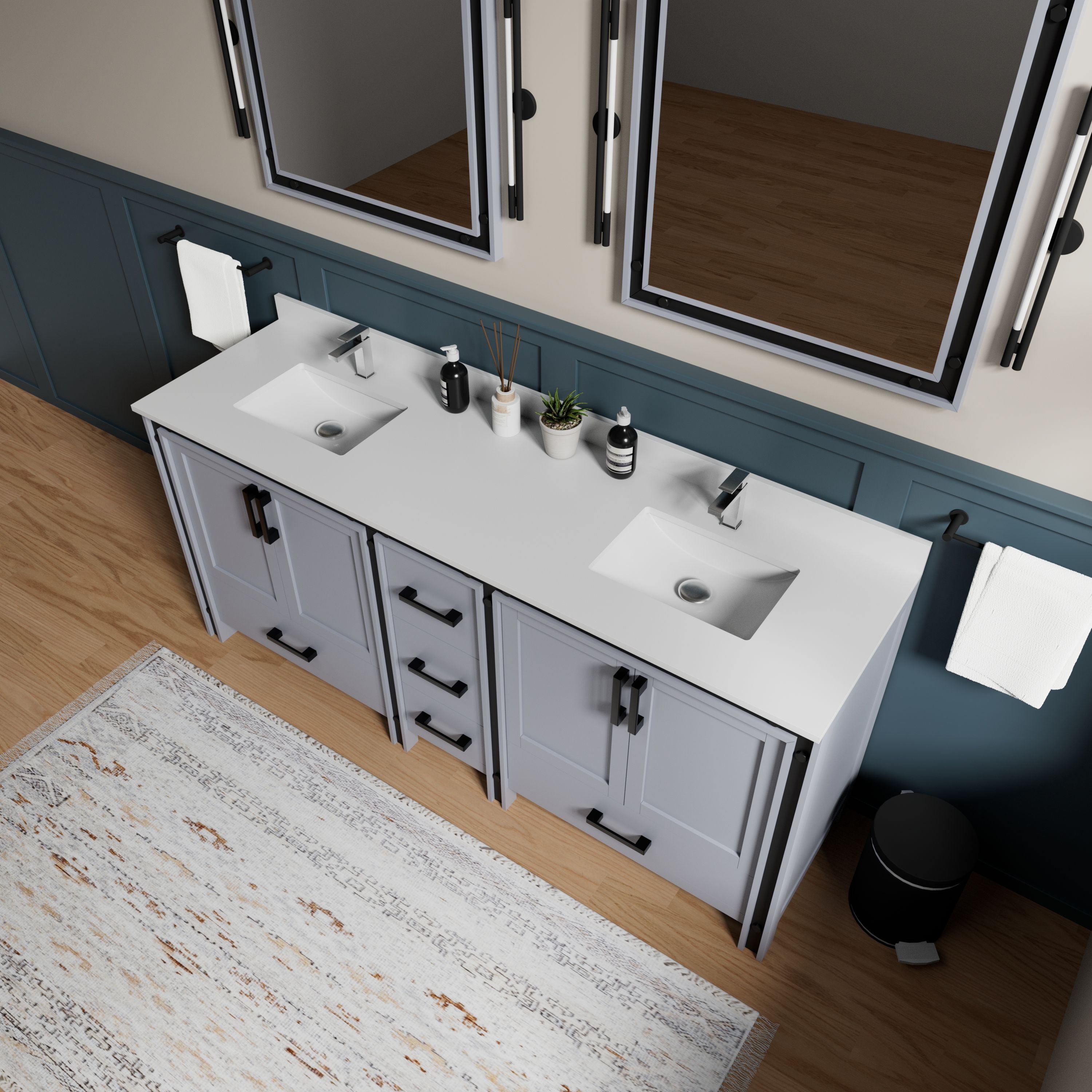 Augustine 80 in W x 22 in D Dark Grey Double Bath Vanity and Cultured ...