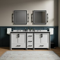 Augustine 80 in W x 22 in D White Double Bath Vanity, White Quartz Top and 30 in Mirrors