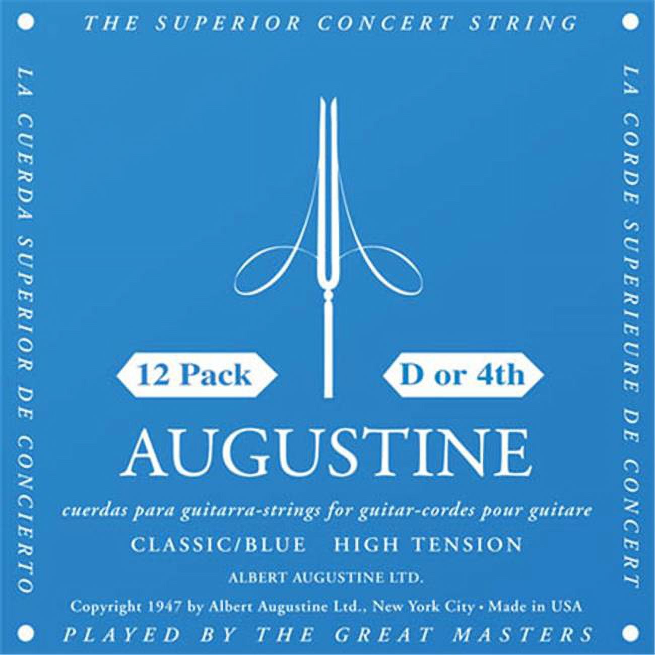 Augustine  Classic Blue High Tension Nylon Guitar D or 4th Strings, Pack of 12