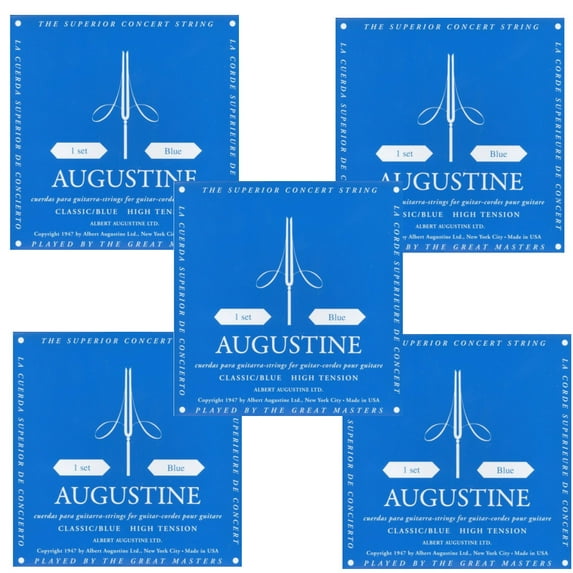 Augustine Guitar Strings 5-Pack Classsical Classic Blue High Tension 525A
