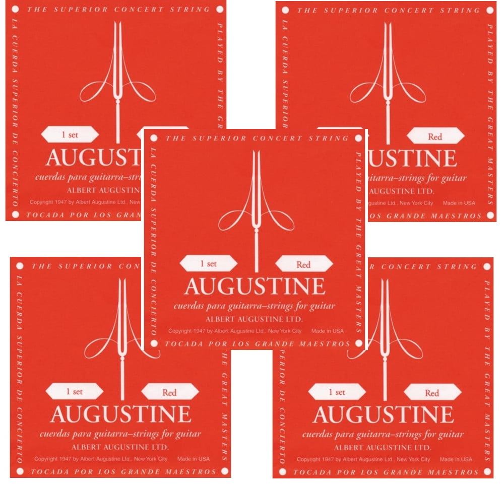 Augustine Guitar Strings 5-Packs Classsical Classic Red Medium Tension 524A