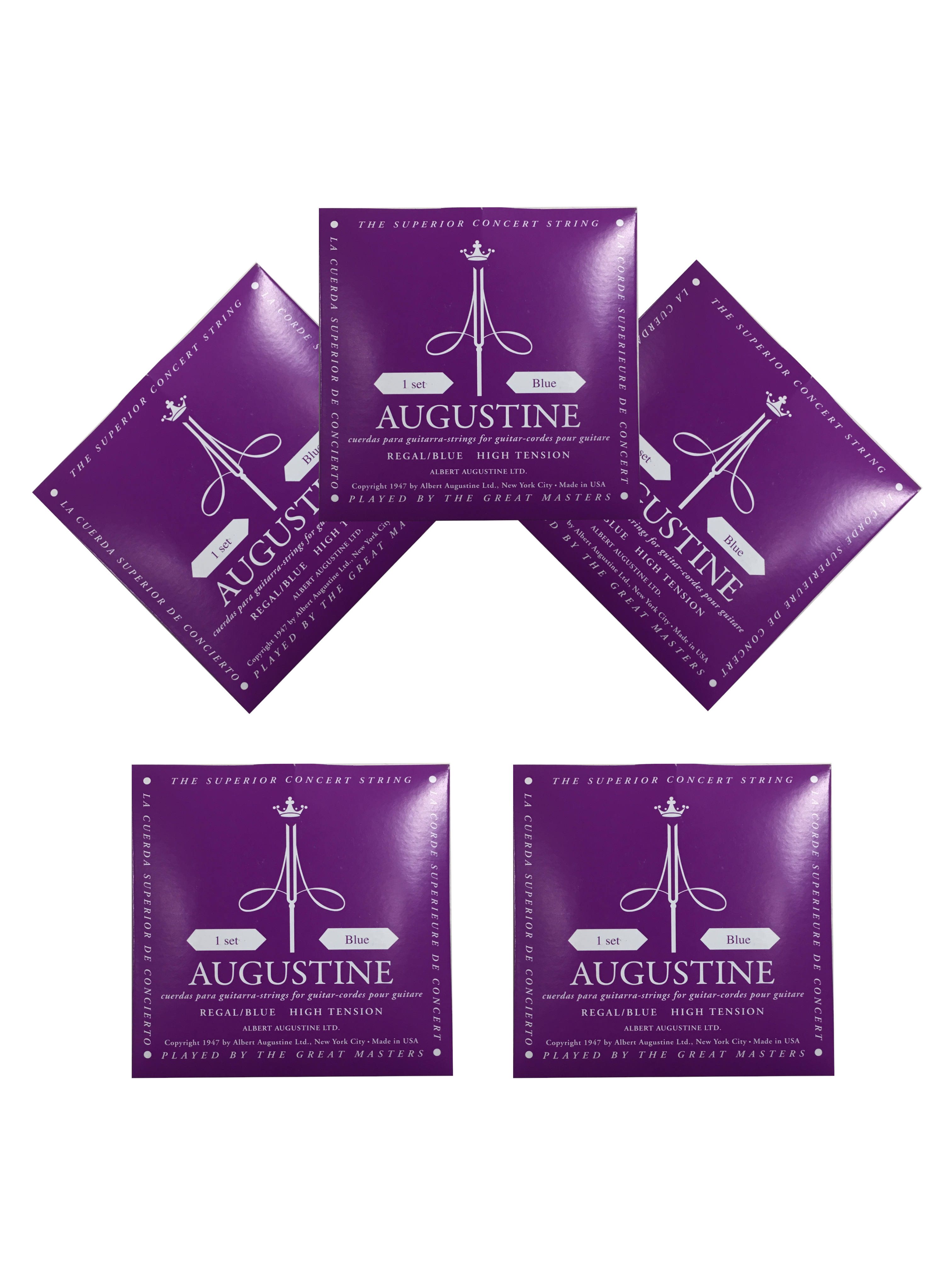 Augustine Guitar Strings 5-Sets Classical Regal Blue High Tension 530A