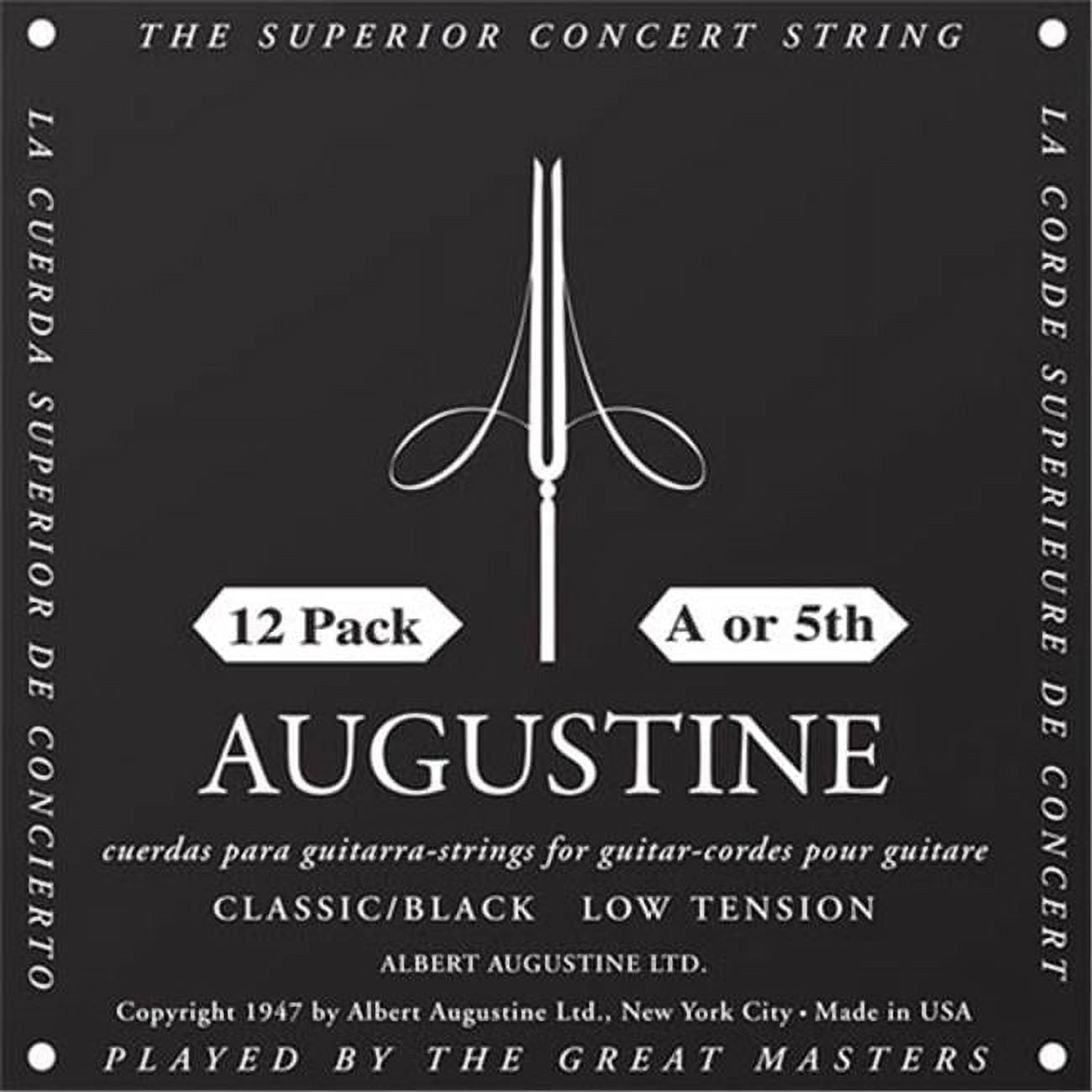 Augustine HL5BLACKPK Single Black A or 5th Low Tension Nylon Guitar Strings, Pack of 12