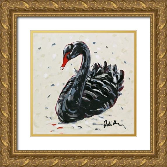 Augustine, Jodi 12x12 Gold Ornate Wood Framed with Double Matting Museum Art Print Titled - Black Swan