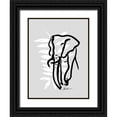 thumbnail image 1 of Augustine, Jodi 12x14 Black Ornate Wood Framed with Double Matting Museum Art Print Titled - Inked Safari Leaves II-Elephant, 1 of 4