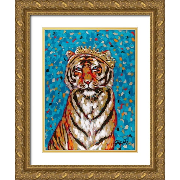 Augustine, Jodi 12x14 Gold Ornate Wood Framed with Double Matting Museum Art Print Titled - Queen Tiger