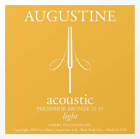 Augustine Acoustic Phosphor Bronze Guitar Strings - Light 12-53 - 12-Pack Set