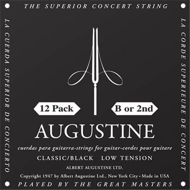 Augustine  Single Black B or 2nd Low Tension Nylon Guitar Strings, Pack of 12