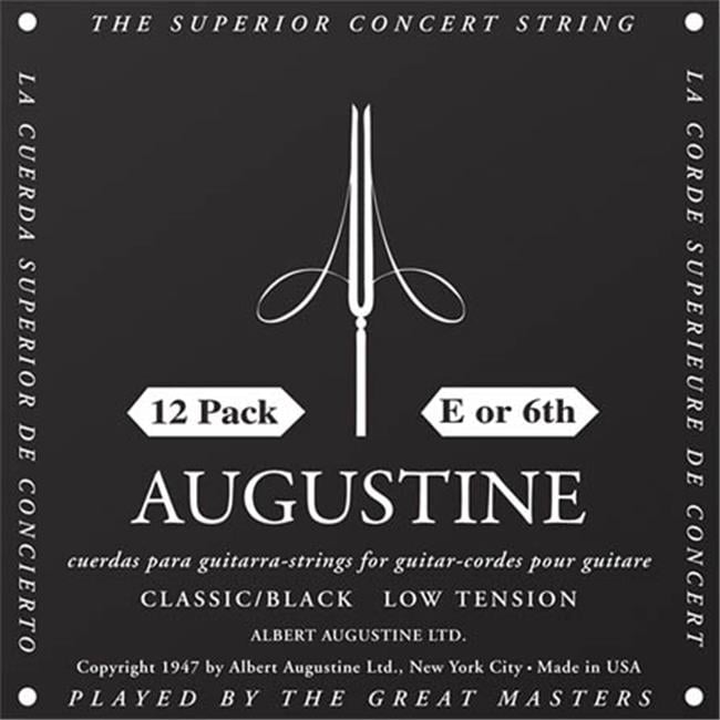 Augustine  Single Black E or 6th Low Tension Nylon Guitar Strings, Pack of 12