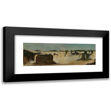 Augusto Ballerini 18x8 Black Modern Framed Museum Art Print Titled - The Iguazu Cascade (1892)