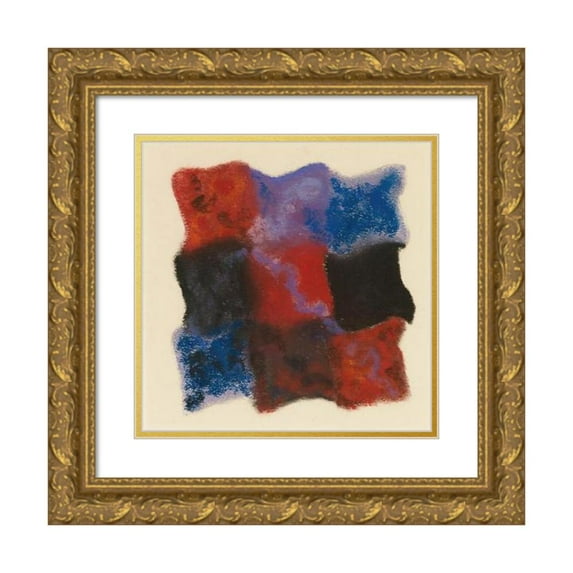 Augusto Giacometti 12x12 Gold Ornate Wood Frame and Double Matted Museum Art Print Titled - Abstraction in Red, Blue and Violet