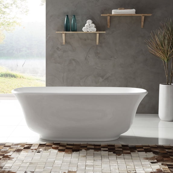 Augustus 67 Inch Acrylic Double Ended Freestanding Tub - No Faucet Drillings