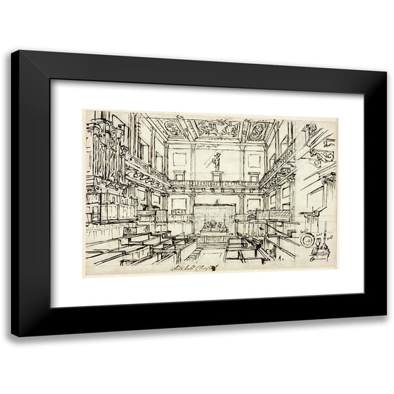 Augustus Charles Pugin 14x11 Black Modern Framed Museum Art Print Titled - Study for Whitehall Chapel, from Microcosm of London (C. 1809)