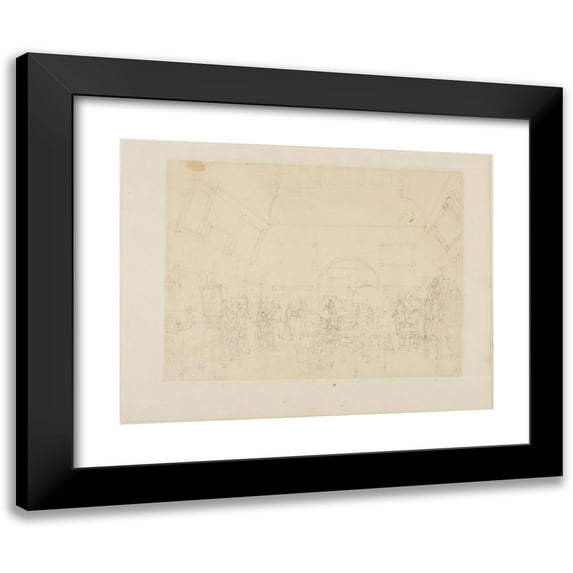 Augustus Charles Pugin 14x12 Black Modern Framed Museum Art Print Titled - Study for British Institution, Pall Mall, from Microcosm of London (C. 1808)