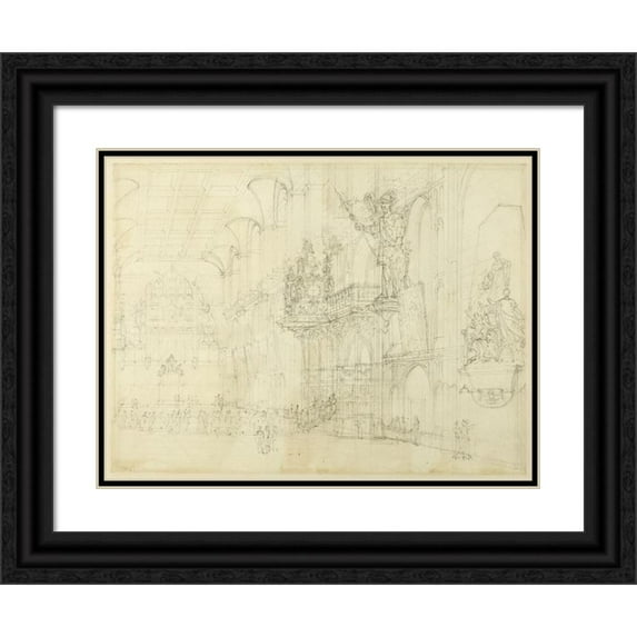 Augustus Charles Pugin 18x15 Black Ornate Wood Framed Double Matted Museum Art Print Titled - Study for Guild Hall, from Microcosm of London (C. 1808)