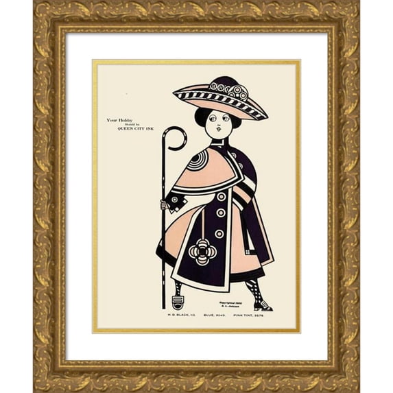 Augustus Jansson 14x18 Gold Ornate Wood Frame and Double Matted Museum Art Print Titled - Queen City Ink, Ad. 34 (1890-1913)