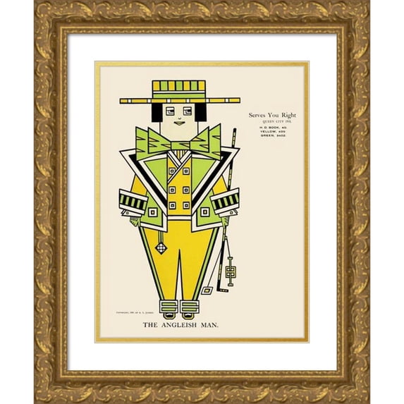 Augustus Jansson 15x18 Gold Ornate Wood Frame and Double Matted Museum Art Print Titled - Queen City Ink, Ad. 31 (1890-1913)