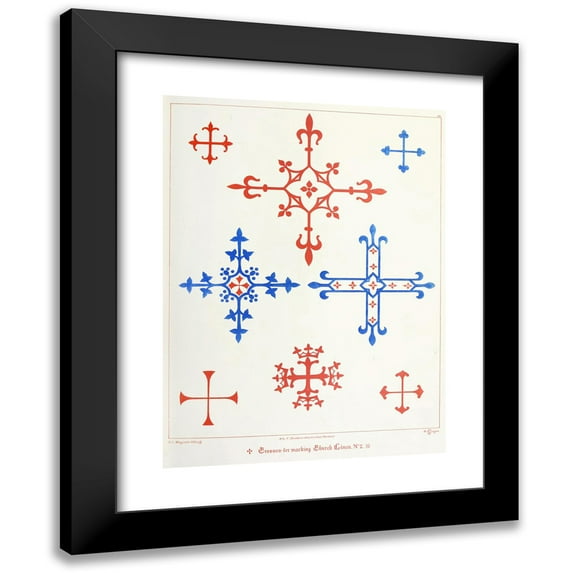 Augustus Pugin 11x14 Black Modern Framed Museum Art Print Titled - Crosses for Marking Church Linen (1846)