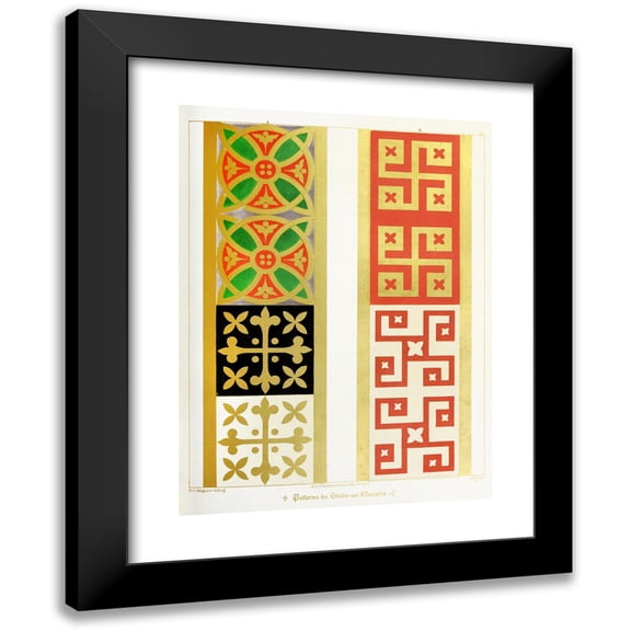 Augustus Pugin 11x14 Black Modern Framed Museum Art Print Titled - Patterns for Stoles and Maniples 2 (1846)