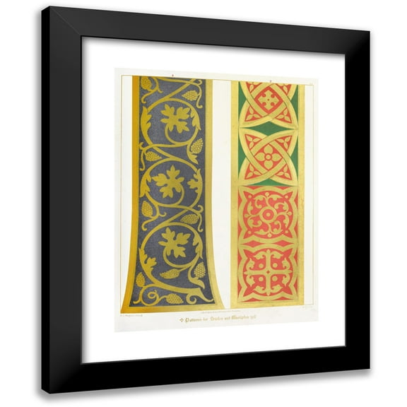 Augustus Pugin 12x14 Black Modern Framed Museum Art Print Titled - Patterns for Stoles and Maniples 1 (1846)