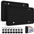 Aujen Silicone License Plate Frames,2 Pack Black SideOpening License Bracket Holder with Easy