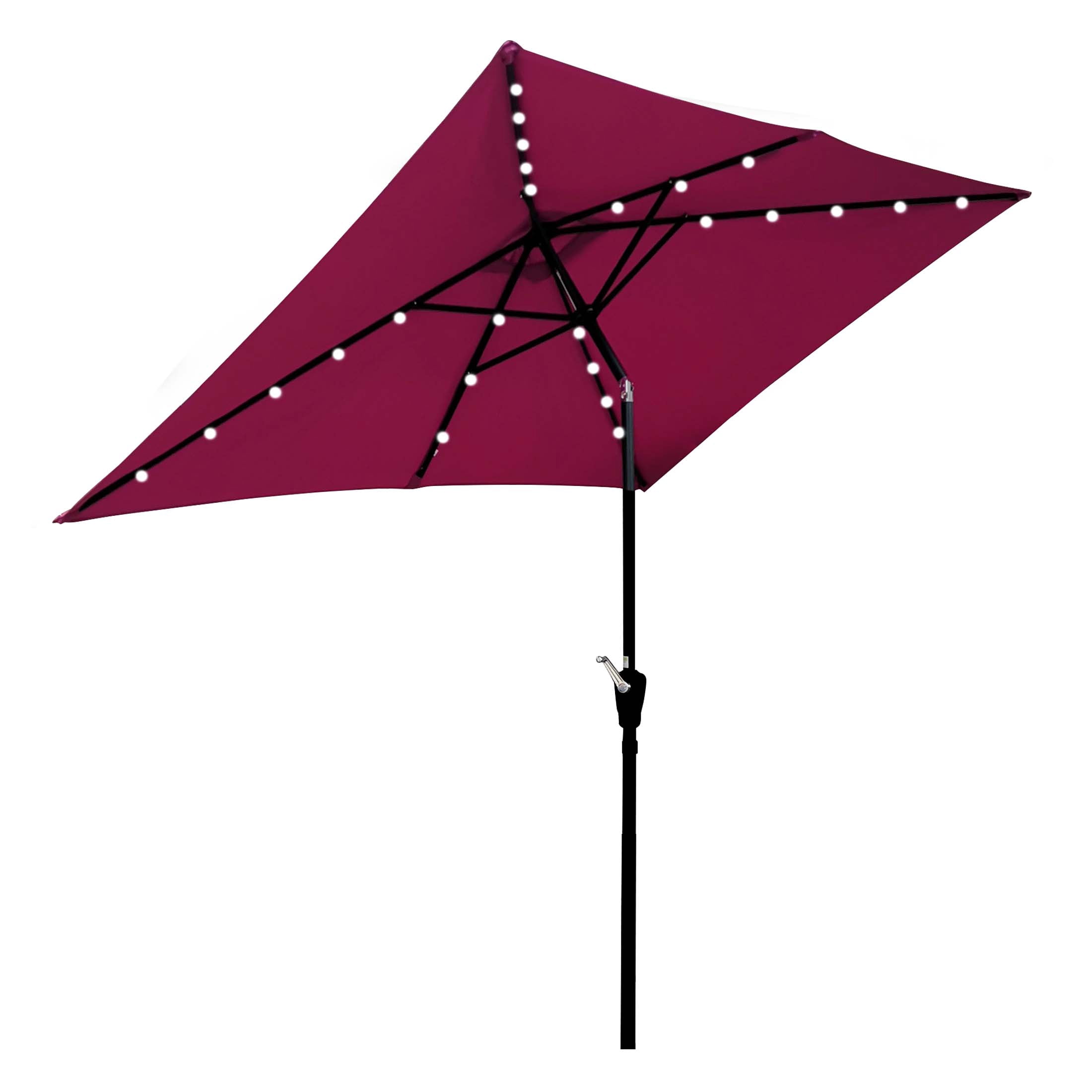 Aukfa 10 x 6.5ft Rectangular Patio Solar LED Lighted Outdoor Umbrellas for Market Beach Pool - Rose