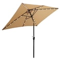 thumbnail image 1 of Aukfa 10 x 6.5ft Rectangular Patio Solar LED Lighted Outdoor Umbrellas for Market Beach Pool - Tan, 1 of 8