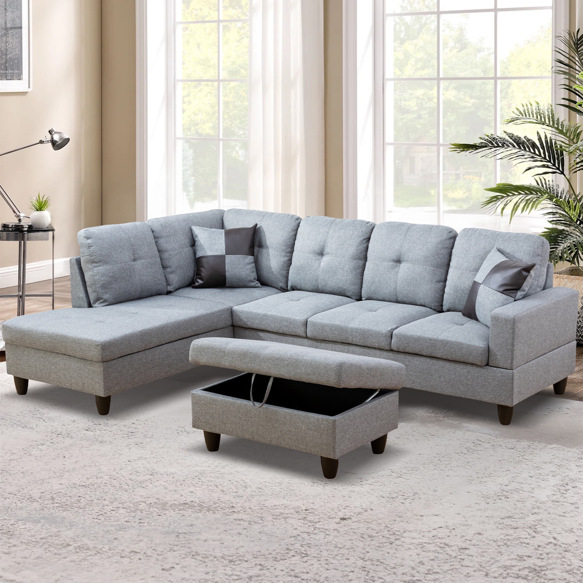 Aukfa Sectional Sofa, Living Room Couch with Storage Ottoman Aukfa Sectional Sofa, Living Room Couch with Storage Ottoman