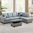 thumbnail image 1 of Aukfa 103" Sectional Sofa with Storage Ottoman, L Shape Couch for Living Room, Right Facing Chaise, Linen, Gray, 1 of 11