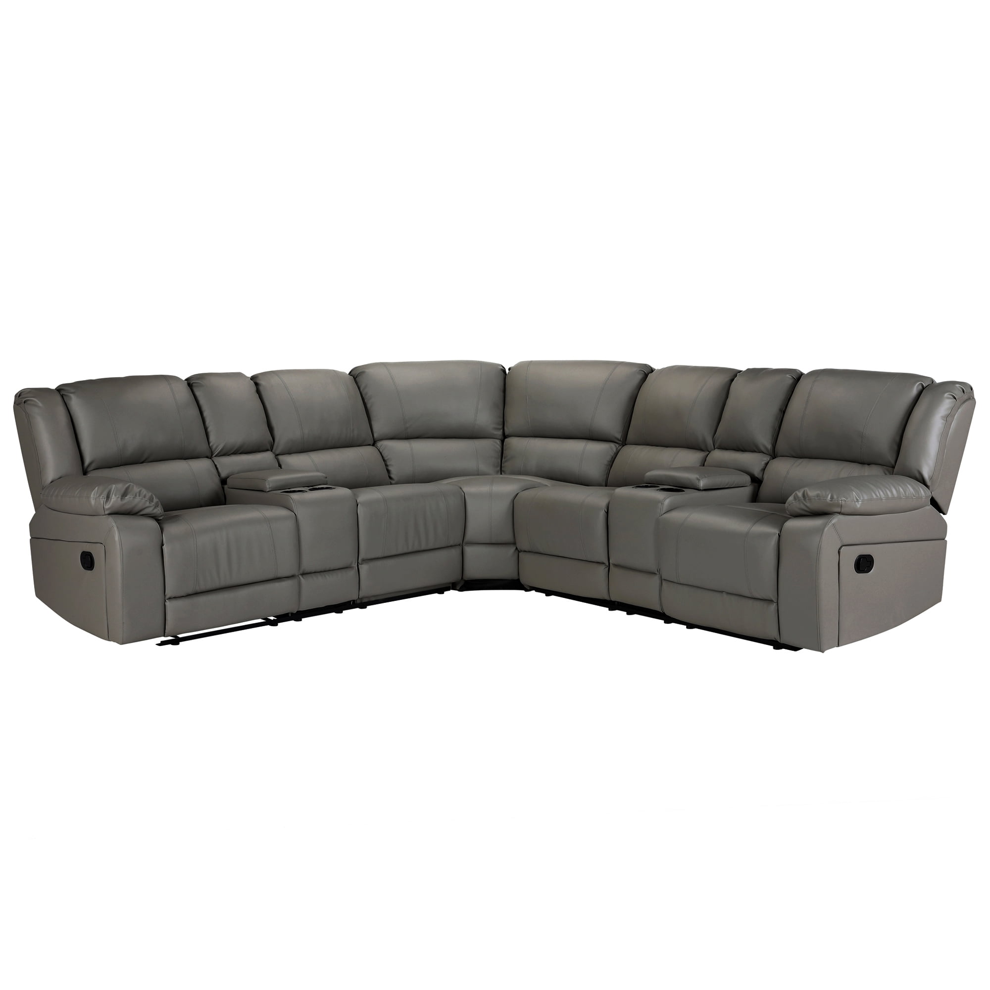 Aukfa 107" Manual Reclining Sectional Sofa with Cup Holder and Storage for Living Room Furniture, Gray