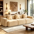 thumbnail image 1 of Aukfa 109" Oversized Boneless Couch Deep Seat 3 Seat Cloud Sofa for Living Room Bedroom, 3 Pillows, Velvet, Camel, 1 of 9