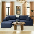 thumbnail image 1 of Aukfa 111" Cloud Sectional Sofa Deep Seat Boneless Couch with USB&Cupholdes Storage Console, Modular L-Shaped Couch for Living Room, Corduroy, Blue, 1 of 9