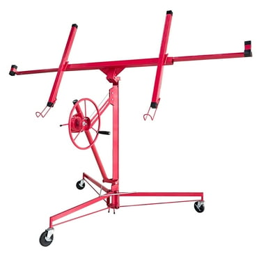 Aukfa 11ft Drywall Lift Rolling Panel Lifter Jack Rolling Caster Wheel Drywall Lift - Red