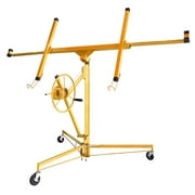 Aukfa 11ft Drywall Lift Rolling Panel Lifter Jack Rolling Caster Wheel Drywall Lift - Yellow