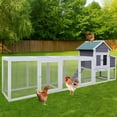 thumbnail image 1 of Aukfa 122" Large Chicken Coop Wood 2 Tier Chicken Run Cage w/ Nest Box for Outdoor, Backyard, Gray, 1 of 9