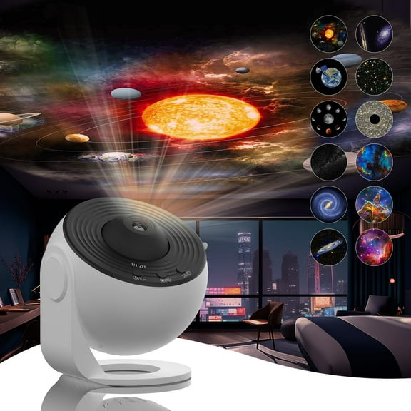 Aukfa 13-in-1 Planetarium Star Projector for Bedroom, LED Galaxy Ceiling Night Light with Timer, Milky Way Mood Lamp Room Decor for Adults & Kids – White