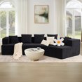 thumbnail image 1 of Aukfa 130" Oversized Modular Sectional Sofa Boneless Sofa with Chiase, 5 Pillows, Chenille, Black, 1 of 9