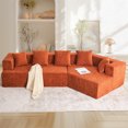 thumbnail image 1 of Aukfa 130" Oversized Modular Sectional Sofa Boneless Sofa with Chiase, 5 Pillows, Chenille, Orange, 1 of 7
