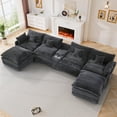 thumbnail image 1 of Aukfa 141" U Shaped Cloud Couch Oversized 6 Seat Sectional Sofa with USB&Cupholdes Storage Console for Living Room, Corduroy, Dark Gray, 1 of 9