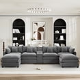 thumbnail image 1 of Aukfa 145" U Shaped Cloud Couch Oversized 6 Seat Sectional Sofa with USB&Cupholdes Storage Console for Living Room, Chenille, Gray, 1 of 8