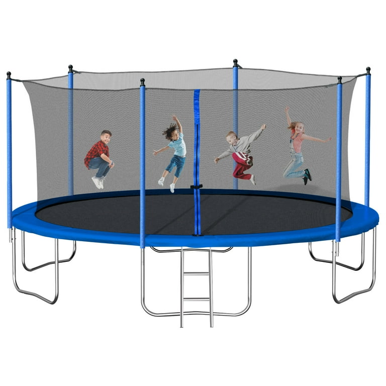Free Shipping Aukfa 14FT Trampoline with Safety Enclosure Net for Kids Adults Outdoor Trampoline with Ladder for Backyard Blue Walmart
