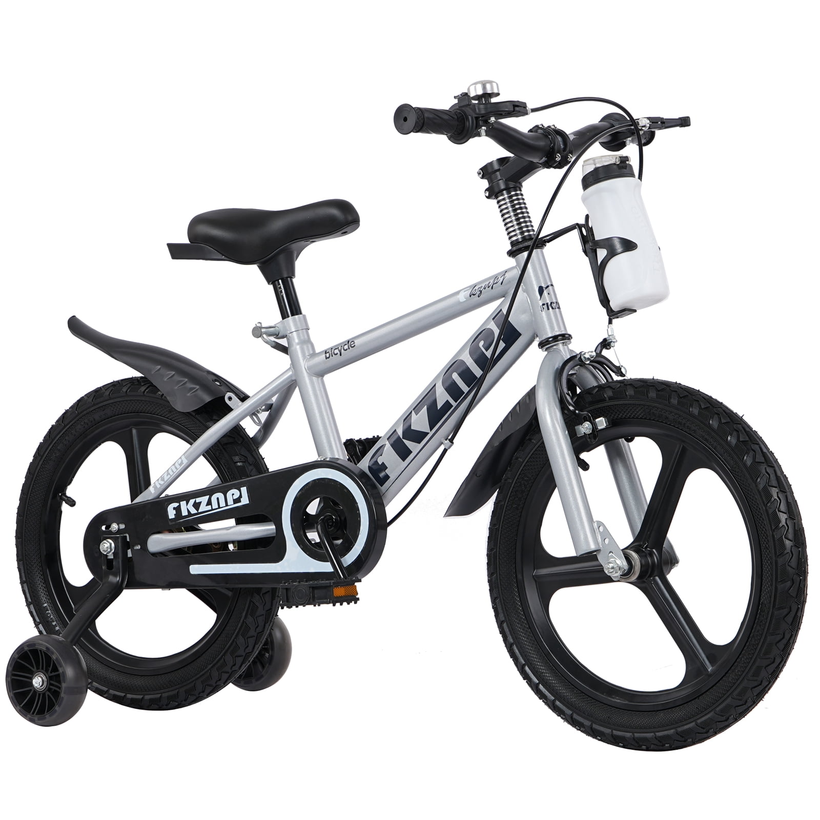 Aukfa 18" Kids Bike, Glow Training Wheels, Adjustable Seat, Easy Ride for Boys & Girls Ages 3–9,Gray